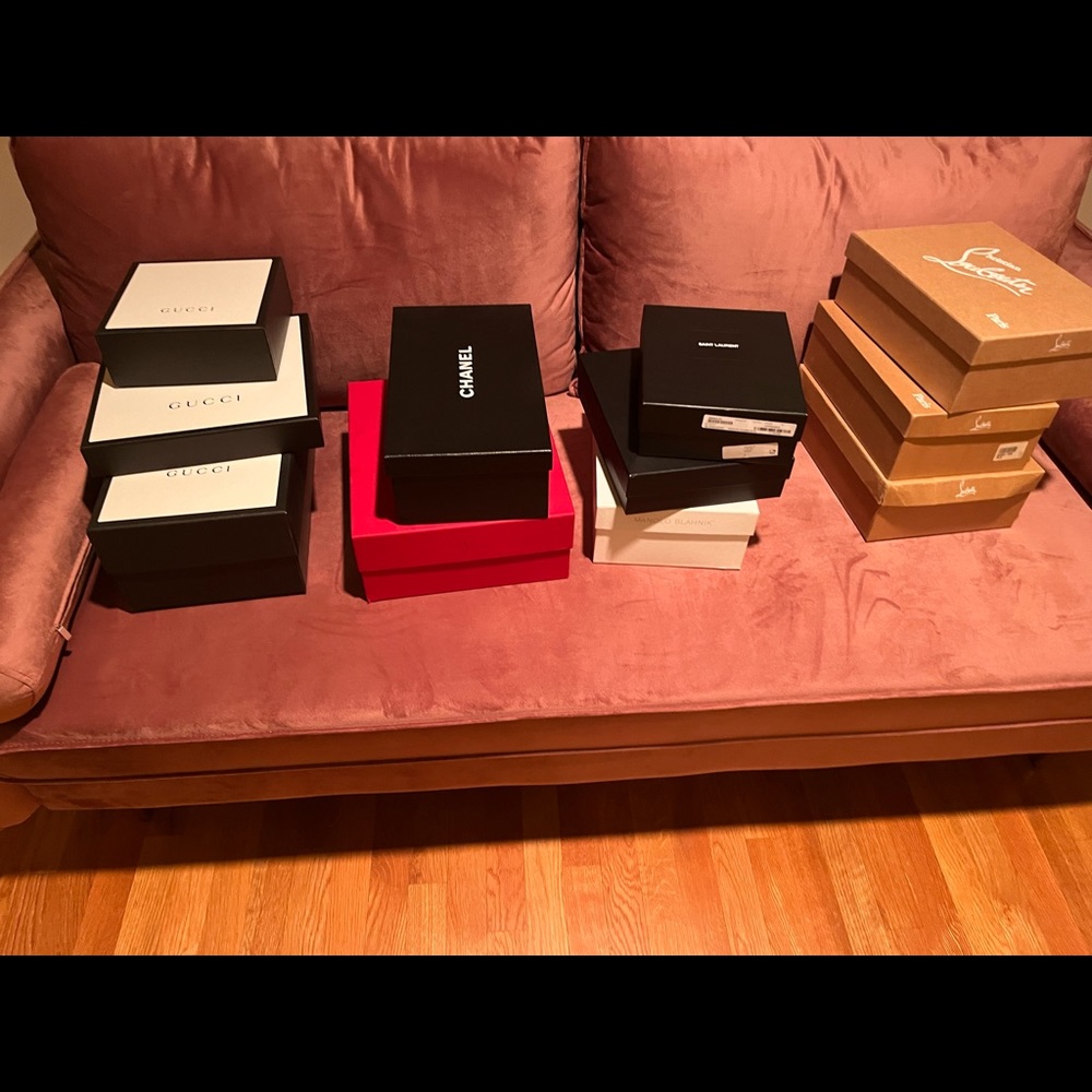 High end designer boxes. Gucci Chanel louboutin YSL Valentino. $15 each